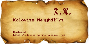 Kolovits Menyhért névjegykártya